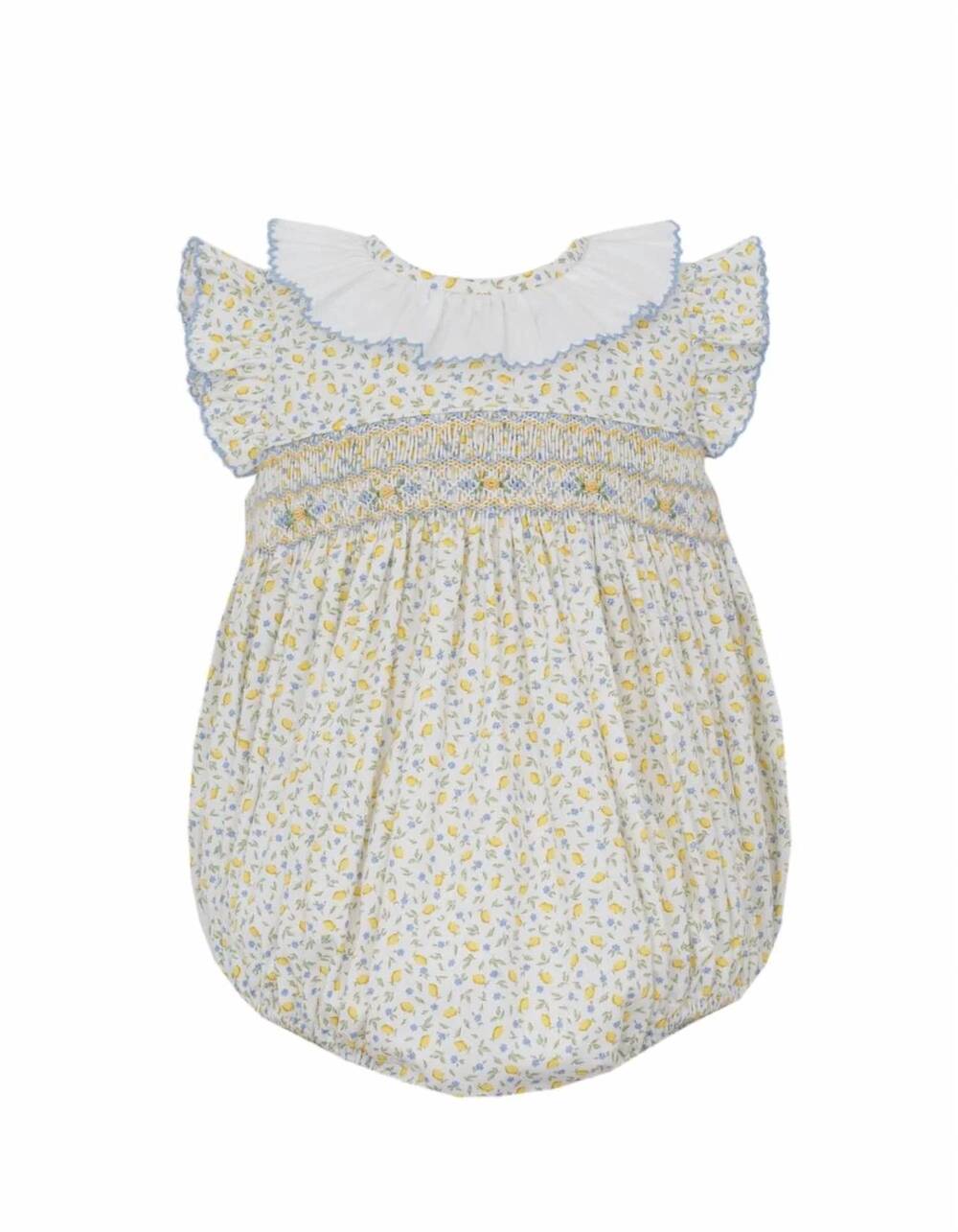 NEW ANAVINI girl's eloise smocked bubble in tiny lemons